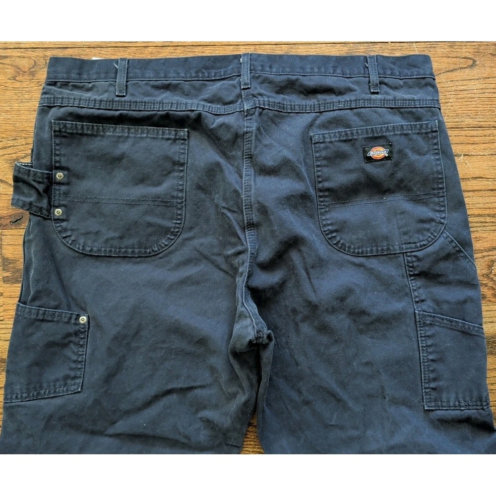 Dickies Navy Blue Canvas Carpenter Pants Workwear Hammer Loop Rugged Mens 42x32 - Picture 3 of 5